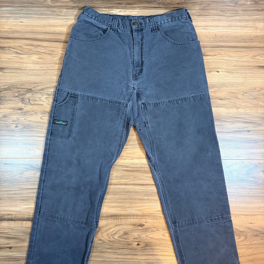 Arborwear Tree Climbers VTG Double Knee Canvas Pants Dark Gray USA Mens 34x32 - Picture 2 of 10